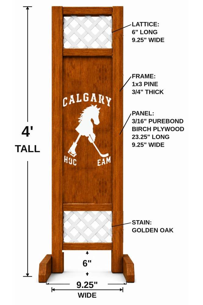 Calgary Hockey hobby horse jump — Calgary themed hockey wooden jump, custom colors