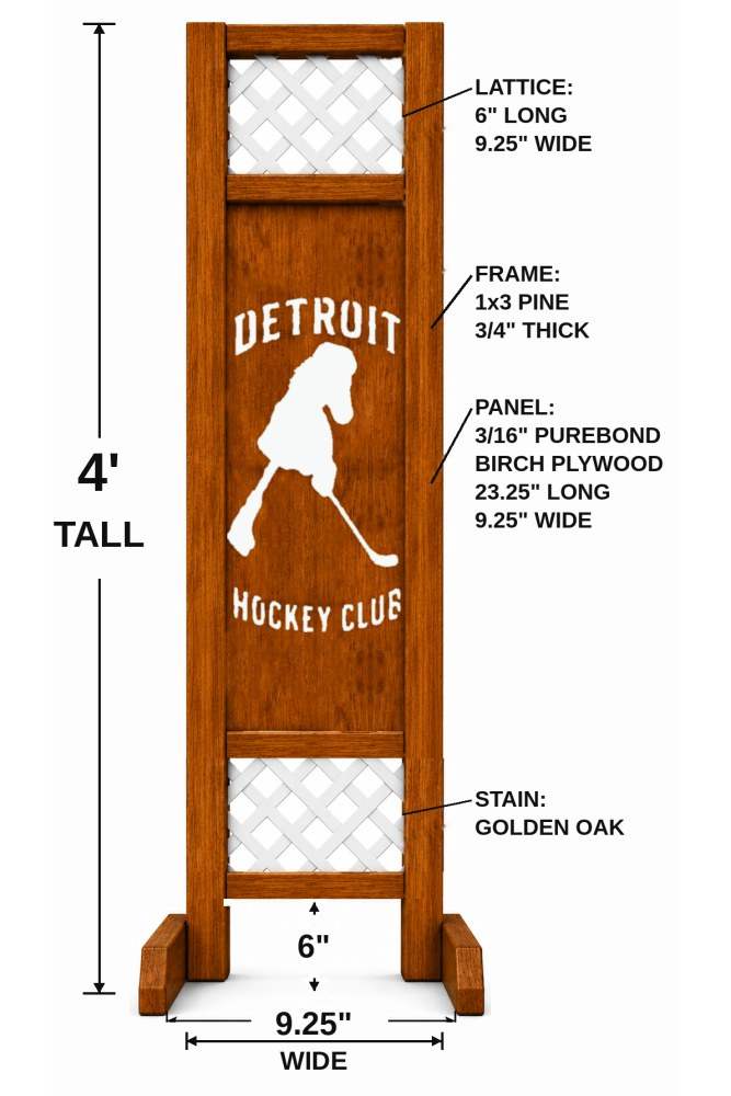 Detroit Hockey Club hobby horse jump — Detroit themed hockey wooden jump, custom colors