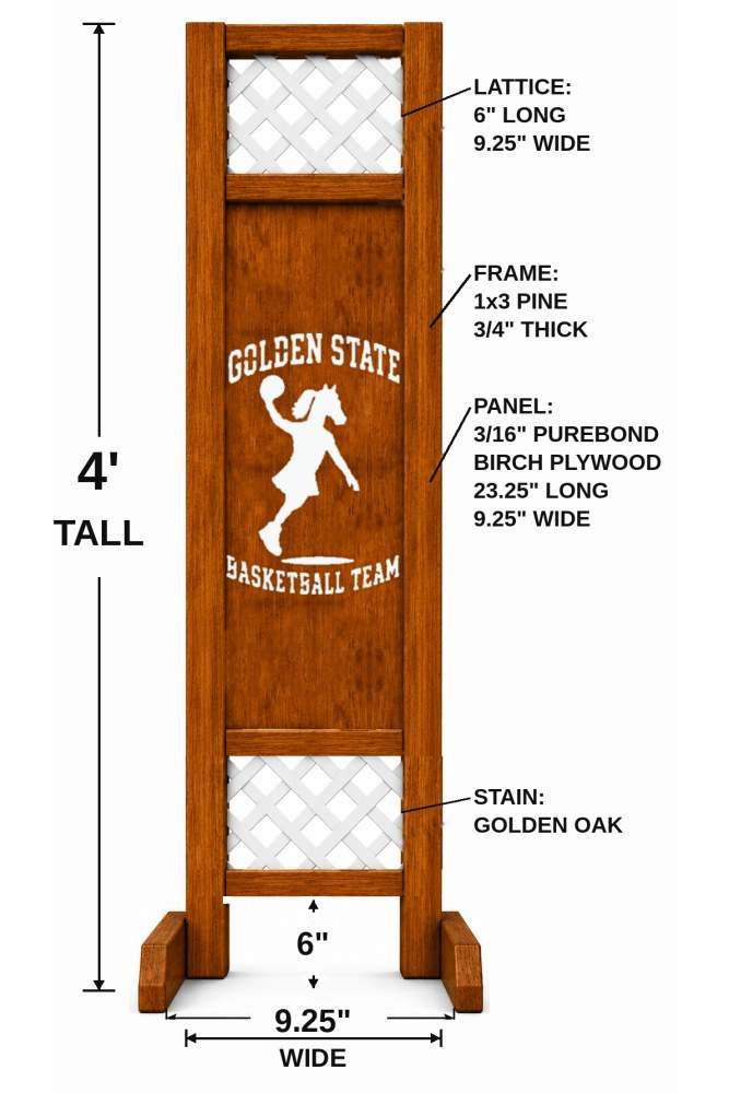 Golden State Girls Basketball hobby horse jump — Golden State themed girls basketball wooden jump, custom colors
