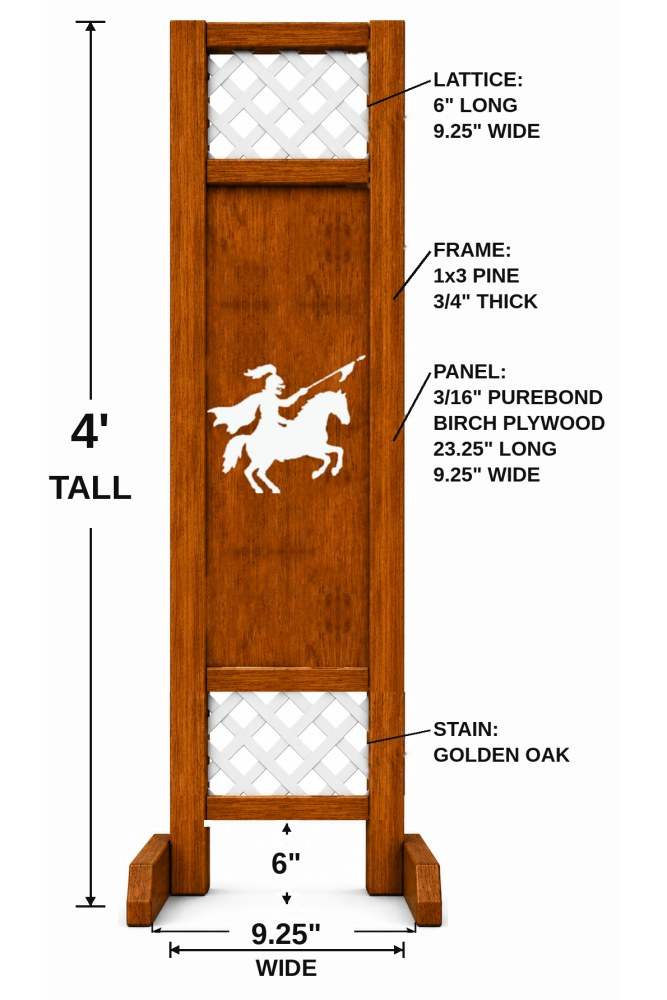 Knight jouster fine-detail laser-cut panel