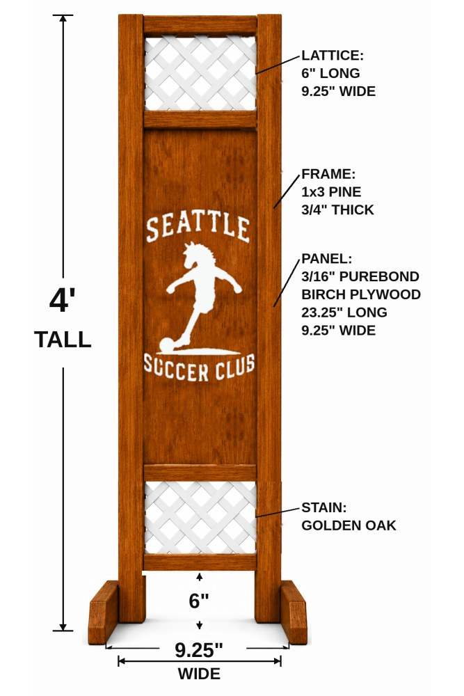 Seattle Soccer hobby horse jump — Seattle themed soccer wooden jump, custom colors